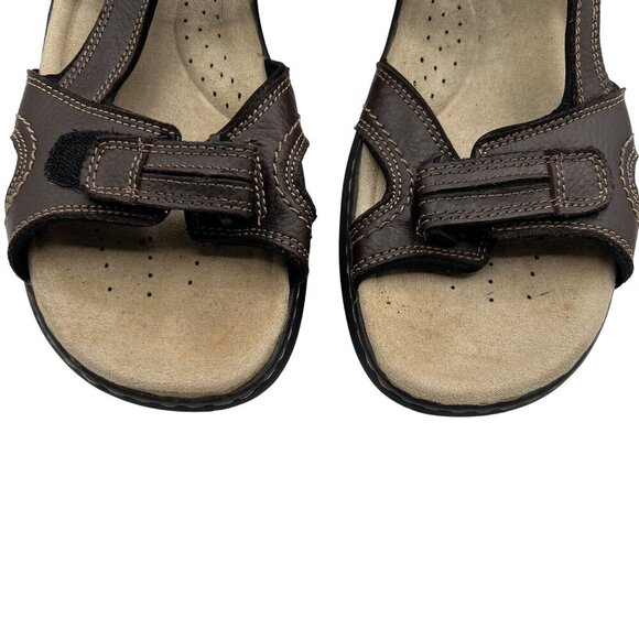 DOCKERS Mens 12M Brown Leather Comfort Sports Sandals Ankle Straps Hiking Shoes - Picture 6 of 11